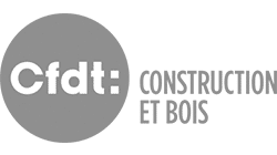 Logo blanc et gris CFDT Construction et bois