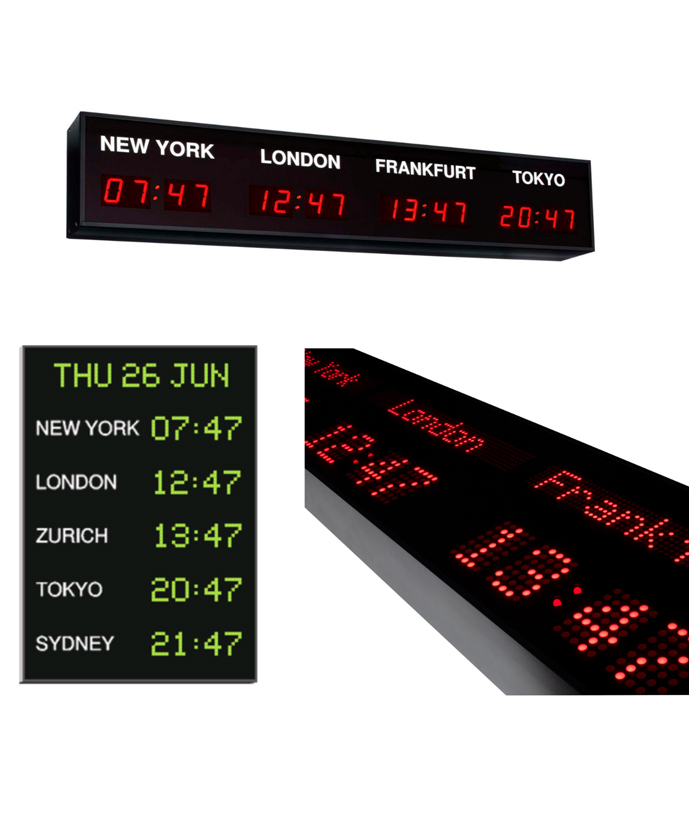 Horloges numériques et multi-fuseaux standard et sur-mesure pour environnements militaires et zones de commandement